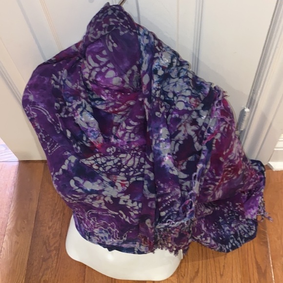 Fashion Abstract pattern tie  dye cover up oversized Wrap with Tassels - Picture 4 of 13